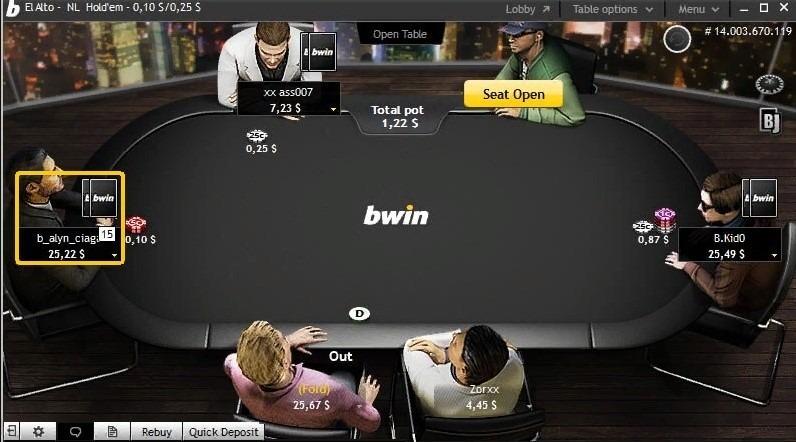 Bwin Poker interface