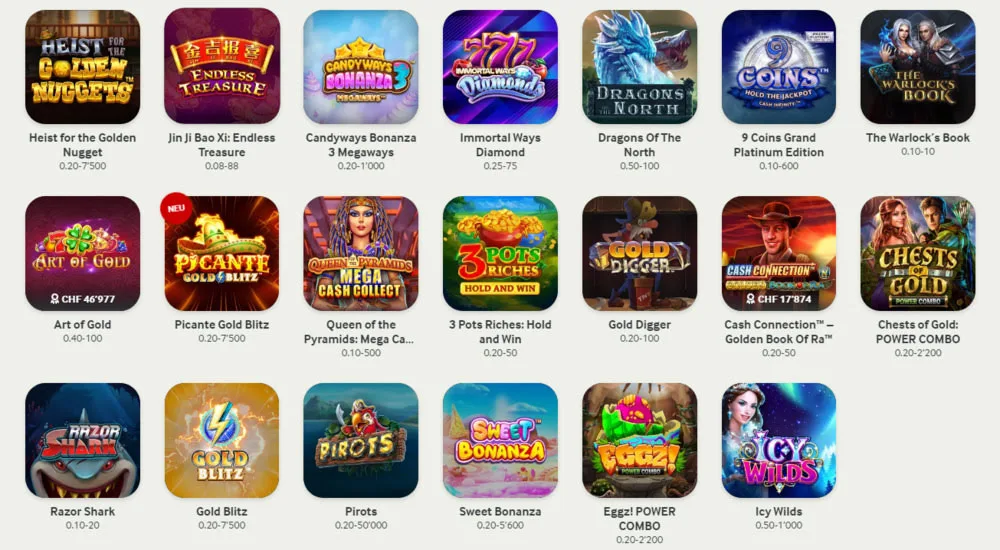 Catalogo dei giochi MyCasino